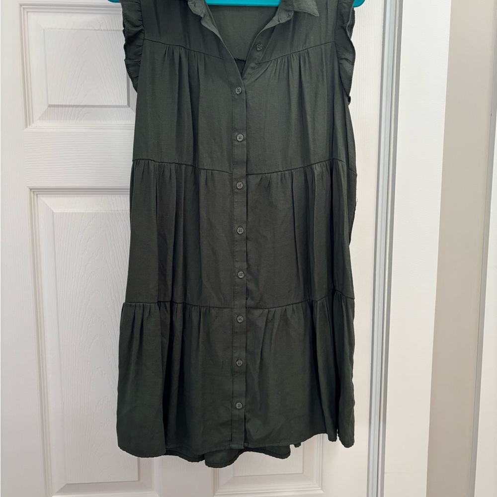 Trixxi Metallic Sheen Dress with Teal Accents